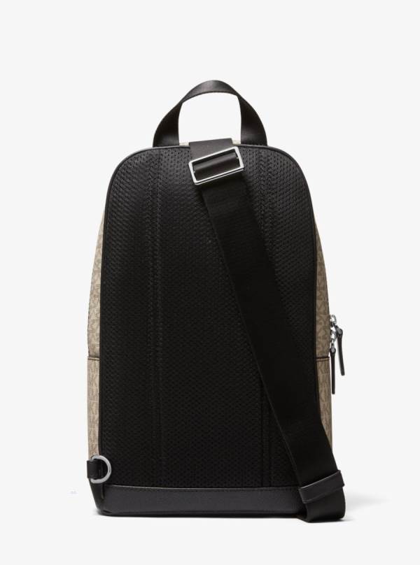 Panske Crossbody Kabelka Michael Kors Hudson Logo Sling Pack Hnede - Tasky Michael Kors Outlet | DQHMB-9426